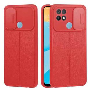 For OPPO A15 / A15s Litchi Texture Sliding Camshield TPU Phone Case(Red)