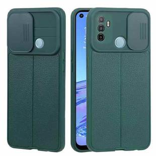 For OPPO A53 2020/ A32 5G / A33 2020 / A53s Litchi Texture Sliding Camshield TPU Phone Case(Dark Green)