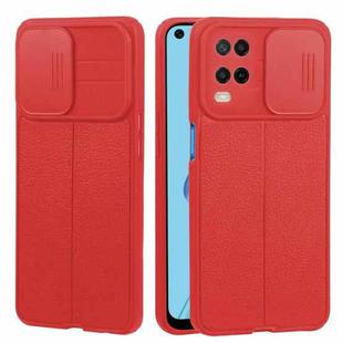 For OPPO A54 4G Litchi Texture Sliding Camshield TPU Phone Case(Red)