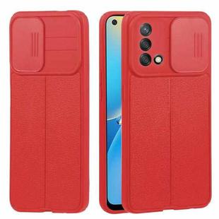 For OPPO A74 4G / F19 Litchi Texture Sliding Camshield TPU Phone Case(Red)