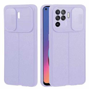 For OPPO A94 4G / Reno5 F / Reno5 Lite / F19 Litchi Texture Sliding Camshield TPU Phone Case(Light Purple)