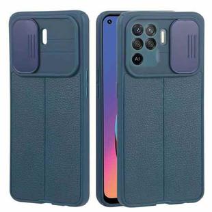 For OPPO A94 4G / Reno5 F / Reno5 Lite / F19 Litchi Texture Sliding Camshield TPU Phone Case(Blue)