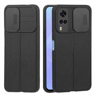 For OPPO F17 Pro / Reno4 Lite / A93 / Reno4 F Litchi Texture Sliding Camshield TPU Phone Case(Black)