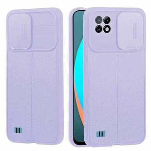 For OPPO Realme C11 / C20 Litchi Texture Sliding Camshield TPU Phone Case(Light Purple)