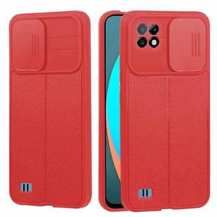 For OPPO Realme C11 / C20 Litchi Texture Sliding Camshield TPU Phone Case(Red)