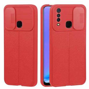 For vivo Y17 Litchi Texture Sliding Camshield TPU Phone Case(Red)