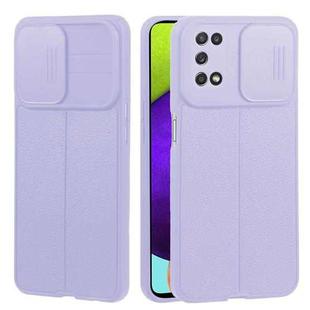 For Samsung Galaxy A52 5G / 4G Litchi Texture Sliding Camshield TPU Phone Case(Light Purple)
