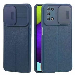 For Samsung Galaxy A52 5G / 4G Litchi Texture Sliding Camshield TPU Phone Case(Blue)