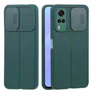 For vivo Y31 2021 / Y20i / Y20s / Y11s / Y12s Litchi Texture Sliding Camshield TPU Phone Case(Dark Green)