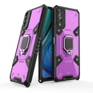 For vivo Y20 Space PC+TPU Shockproof Phone Case with Ring Holder(Purple)