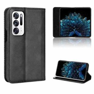 For OPPO Find N Magnetic Buckle Retro Texture Leather Phone Case(Black)
