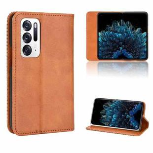 For OPPO Find N Magnetic Buckle Retro Texture Leather Phone Case(Brown)
