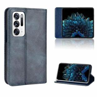 For OPPO Find N Magnetic Buckle Retro Texture Leather Phone Case(Blue)