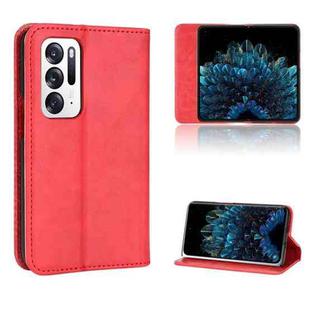 For OPPO Find N Magnetic Buckle Retro Texture Leather Phone Case(Red)