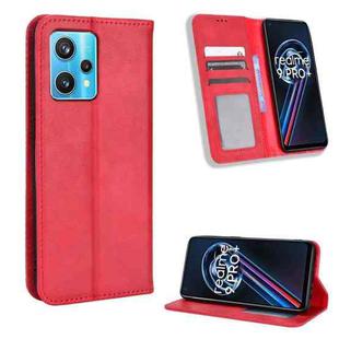 For OPPO Realme 9 Pro+ Magnetic Buckle Retro Texture Leather Phone Case(Red)