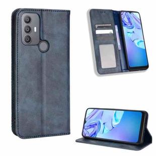 For TCL 30 SE / 30 E / 306 / Sharp Aquos V6 Magnetic Buckle Retro Texture Leather Phone Case(Blue)