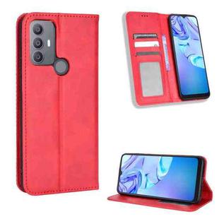For TCL 30 SE / 30 E / 306 / Sharp Aquos V6 Magnetic Buckle Retro Texture Leather Phone Case(Red)