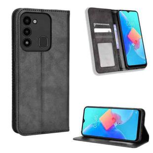 For TECNO Spark Go 2022 / Spark 8C Magnetic Buckle Retro Texture Leather Phone Case(Black)