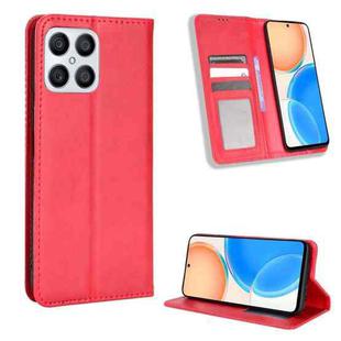 For Honor X8 Magnetic Buckle Retro Texture Leather Phone Case(Red)