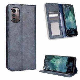 For Nokia G21 / G11 Magnetic Buckle Retro Texture Leather Phone Case(Blue)