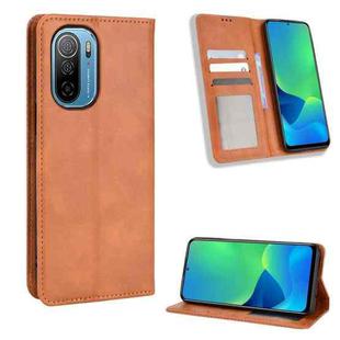 For Ulefone Note 13P Magnetic Buckle Retro Texture Leather Phone Case(Brown)