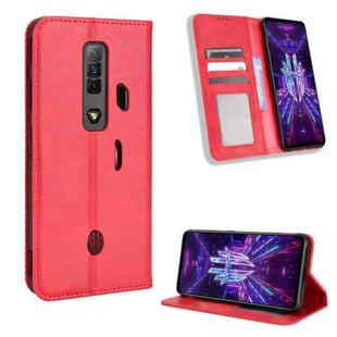 For For ZTE nubia Red Magic 7 Magnetic Buckle Retro Texture Leather Phone Case(Red)