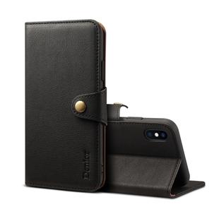 For iPhone X / XS Denior V2 Luxury Car Cowhide Horizontal Flip Leather Case with Wallet(Black)
