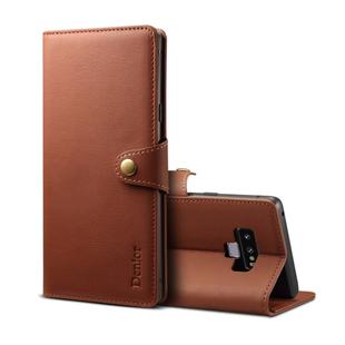 For Galaxy Note9 Denior V2 Luxury Car Cowhide Horizontal Flip Leather Case with Wallet(Brown)