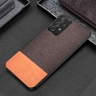 For Samsung Galaxy A13 4G Shockproof Splicing PU + Cloth Protective Case(Stitching Brown)