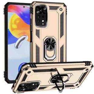 For Xiaomi Redmi Note 11 Pro Shockproof TPU + PC Phone Case with Holder(Gold)