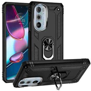 For Motorola Edge 30 Pro Shockproof TPU + PC Phone Case with Holder(Black)