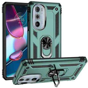 For Motorola Edge 30 Pro Shockproof TPU + PC Phone Case with Holder(Dark Green)