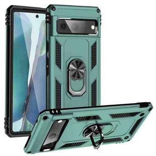 For Google Pixel 7 Shockproof TPU + PC Phone Case with Holder(Dark Green)