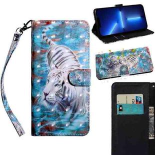 For iPhone 13 Pro Max 3D Painting Pattern Coloured Drawing Leather Phone Case (Tiger)