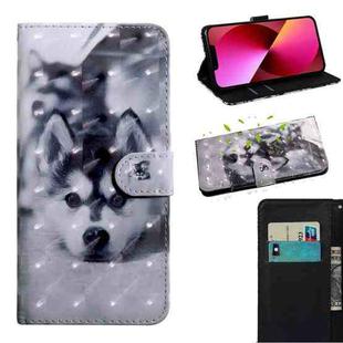 For iPhone 13 3D Painting Pattern Coloured Drawing Leather Phone Case(Husky)