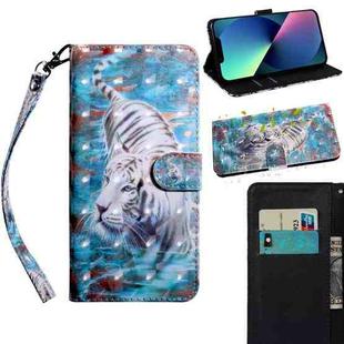 For iPhone 13 mini 3D Painting Pattern Coloured Drawing Leather Phone Case (Tiger)