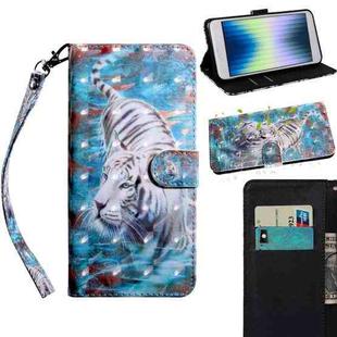 For iPhone SE 2022 3D Painting Pattern Coloured Drawing Leather Phone Case(Tiger)