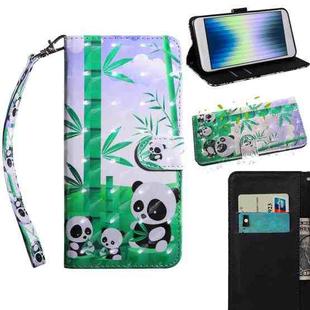 For iPhone SE 2022 3D Painting Pattern Coloured Drawing Leather Phone Case(Panda)