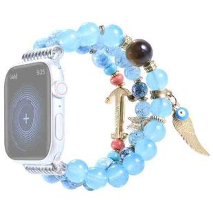Beaded Crown Anchor Watch Band For Apple Watch Series 8&7 41mm / SE 2&6&SE&5&4 40mm / 3&2&1 38mm(Blue)