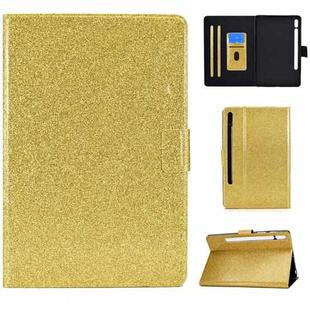 For Samsung Galaxy Tab S8 / S7 Varnish Glitter Powder Smart Leather Tablet Case(Yellow)