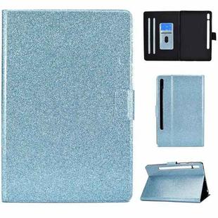 For Samsung Galaxy Tab S8 / S7 Varnish Glitter Powder Smart Leather Tablet Case(Blue)
