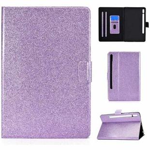 For Samsung Galaxy Tab S8 / S7 Varnish Glitter Powder Smart Leather Tablet Case(Purple)