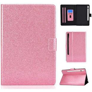 For Samsung Galaxy Tab S8 / S7 Varnish Glitter Powder Smart Leather Tablet Case(Pink)