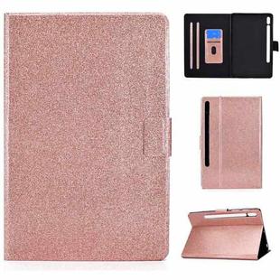 For Samsung Galaxy Tab S8 / S7 Varnish Glitter Powder Smart Leather Tablet Case(Rose Gold)