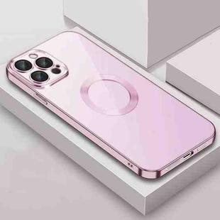 For iPhone 12 9D Electroplated Edge Lens Film Clear PC + TPU Shockproof Case(Pink)