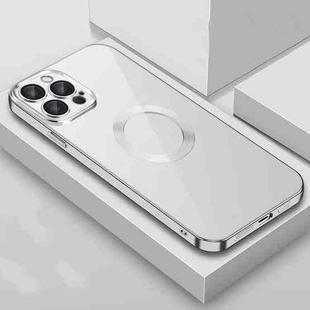 For iPhone 12 9D Electroplated Edge Lens Film Clear PC + TPU Shockproof Case(Silver)