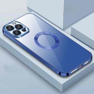 For iPhone 12 9D Electroplated Edge Lens Film Clear PC + TPU Shockproof Case(Blue)