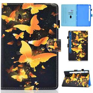 For Samsung Galaxy Tab S8 X700 X706 Colored Drawing Smart Leather Tablet Case(Gold Butterfly)