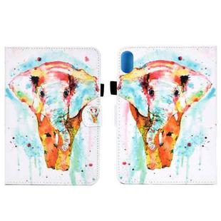 For Lenovo Legion Y700 Colored Drawing Smart Leather Tablet Case(Watercolor Elephant)