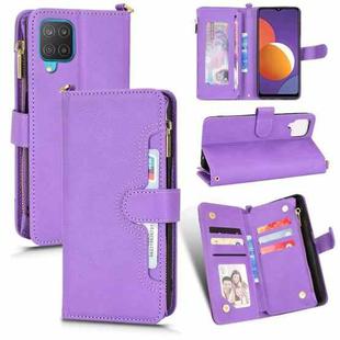 For Samsung Galaxy A12 / M12 Litchi Texture Zipper Leather Phone Case(Purple)